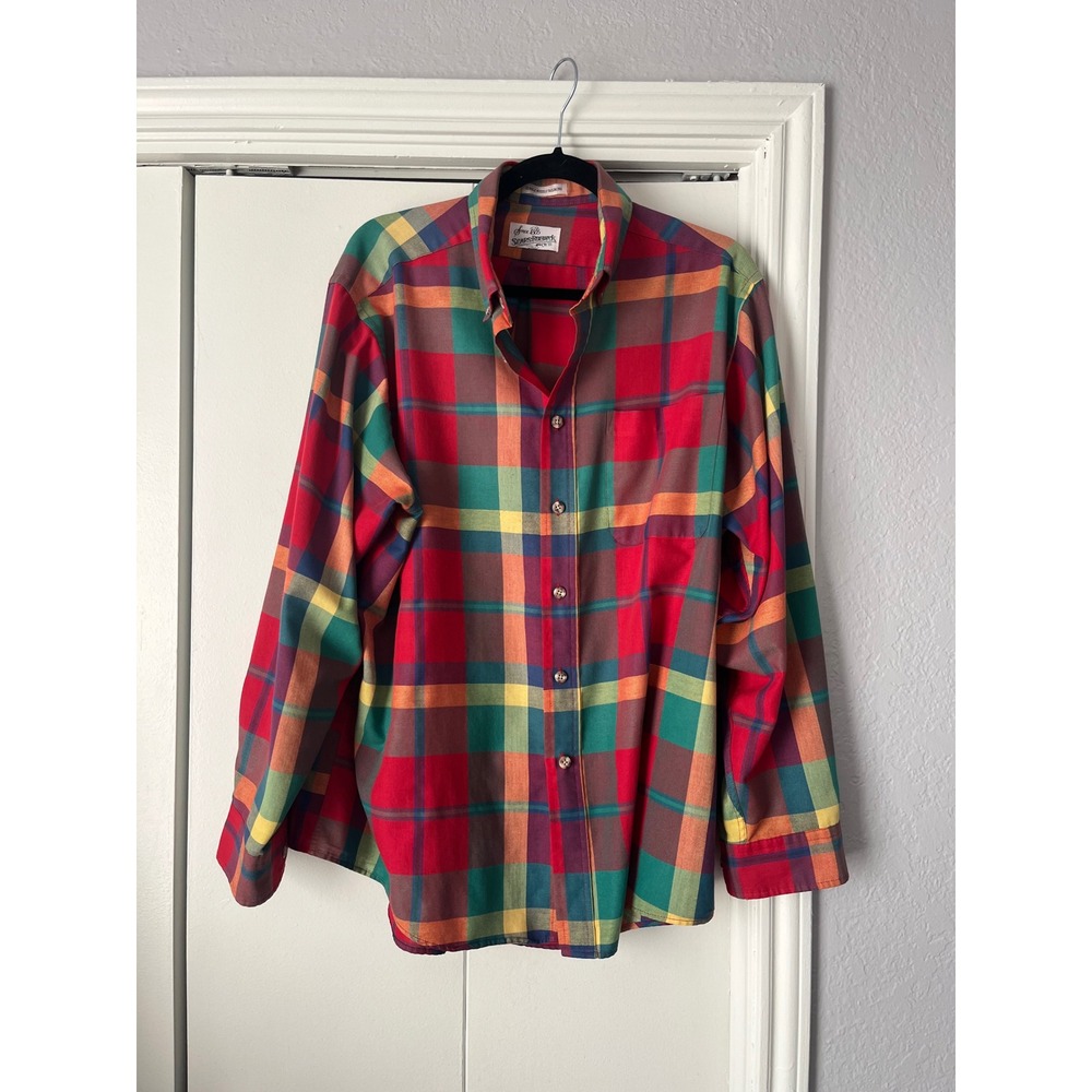 Sears Roebuck‎ Plaid Flannel Shirt Single Needle Tailoring Button Up XL
